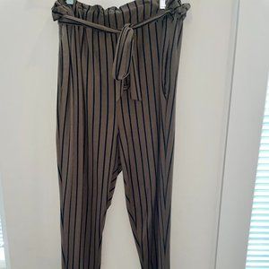 Olive & Black Striped Jogger Pants